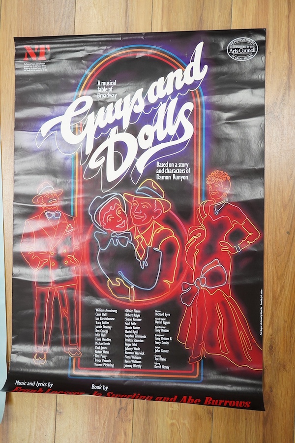 A collection of art, music and film related posters, unframed, to include Tristan and Isolde, Cyrano De Bergerac, Royal Opera House, Guys and Dolls, etc. Condition - varies